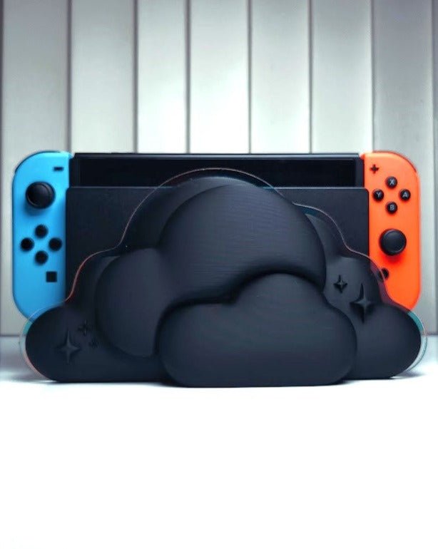 Cloud Design Switch Dock Cover - Iridescent Accent, Cozy Aesthetic, Fits Original & OLED; Cute Gaming Decor - StormCapsule